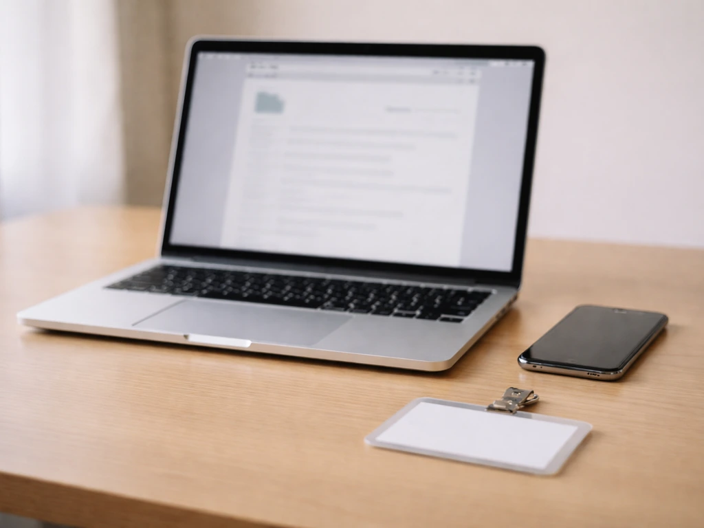 Open laptop with an identity-check folder beside a smartphone, suggesting verifying the correct person before any wealth