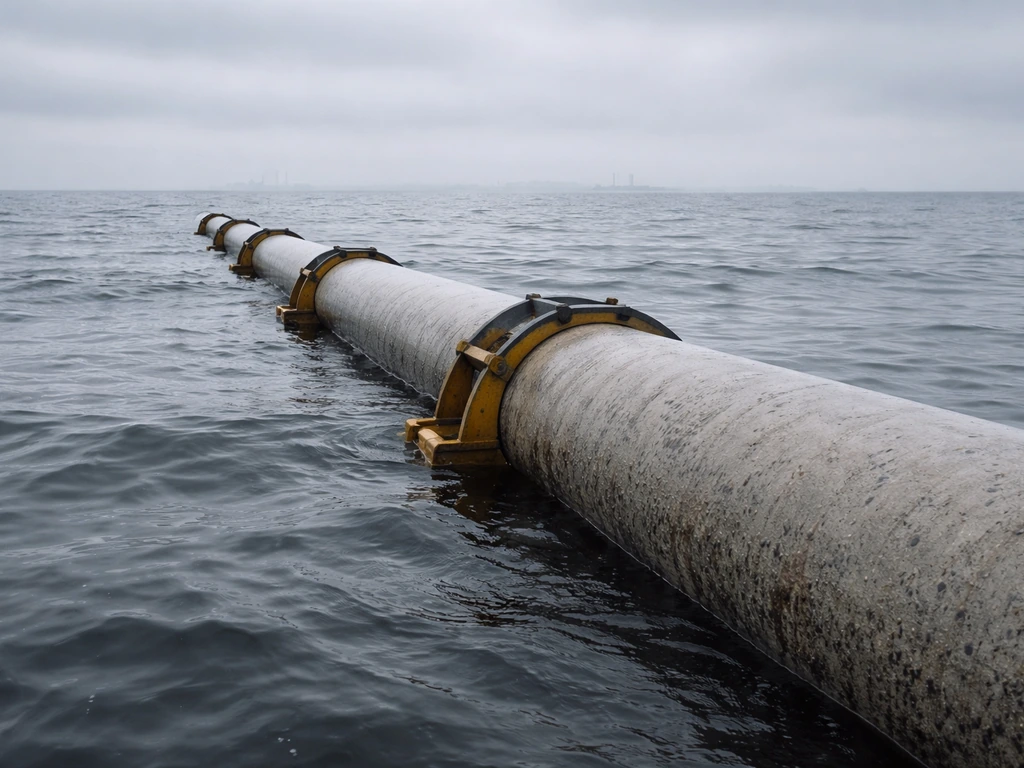 Offshore pipeline segment in the Baltic Sea with muted horizon under overcast light.