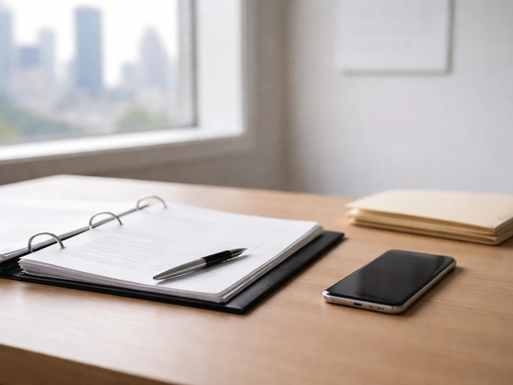 Minimal office desk scene with a smartphone, cash-like documents, and a pen suggesting income sources