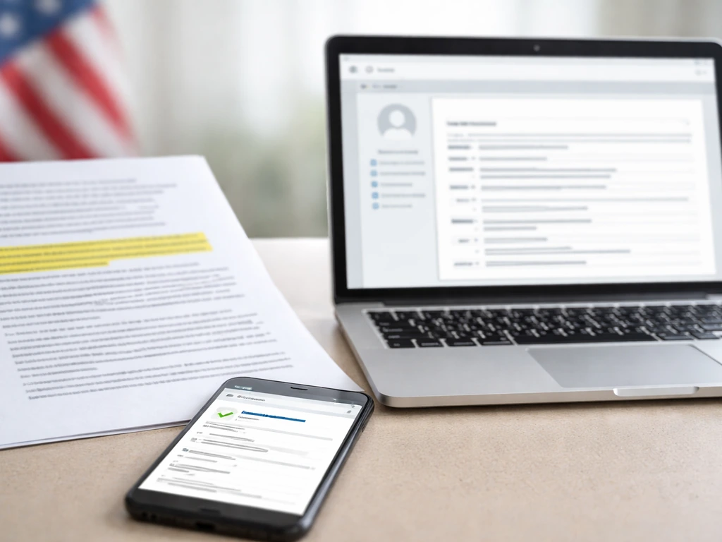 Minimal photo-collage of public record pages and a smartphone showing a FINRA-style BrokerCheck entry (no readable text)