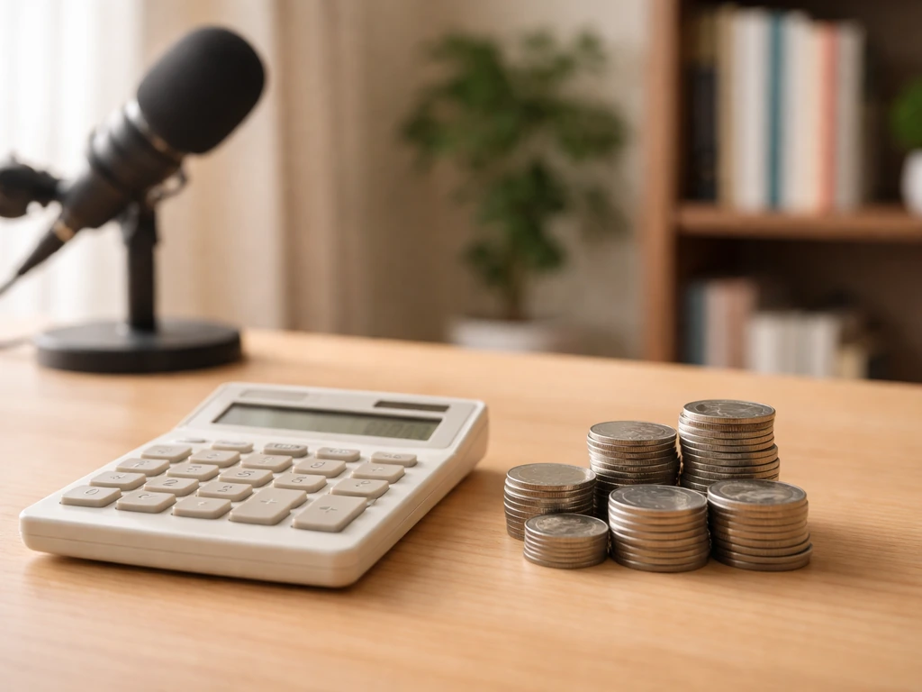 Minimal photo of a calculator and coins on a desk, symbolizing verifying a fictional net worth range