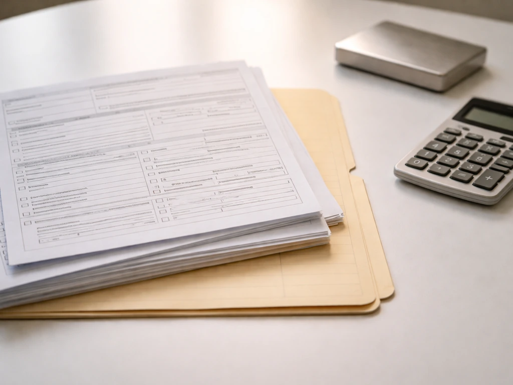 Close-up of corporate filing documents on a desk beside a folder, symbolizing wealth verification research.
