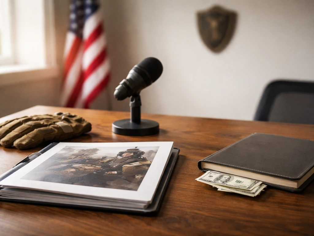 US public-safety training vibe with a desk scene suggesting USCCA affiliation, subtle money symbolism